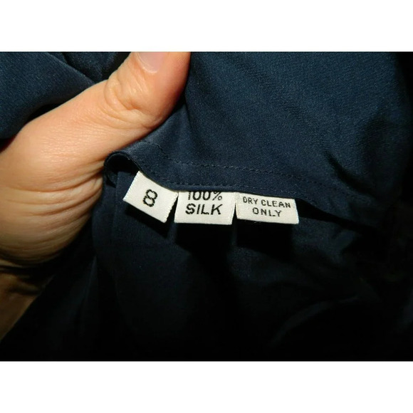 VTG SAO Navy Blue Black Silk Lace Dress Formal Evening Size 8 Made in USA - Picture 6 of 6